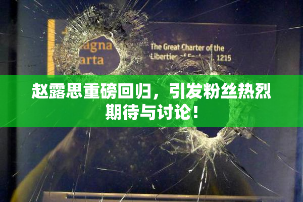 赵露思重磅回归，引发粉丝热烈期待与讨论！