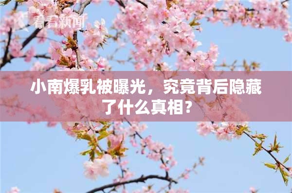 小南爆乳被曝光，究竟背后隐藏了什么真相？