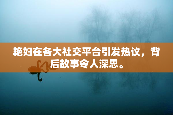 艳妇在各大社交平台引发热议，背后故事令人深思。