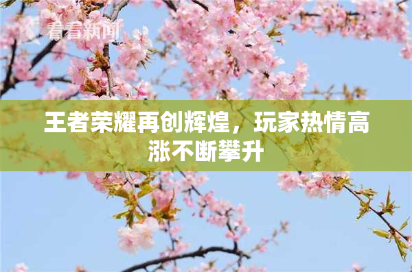 王者荣耀再创辉煌，玩家热情高涨不断攀升