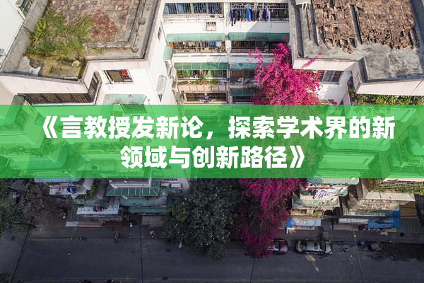 《言教授发新论，探索学术界的新领域与创新路径》