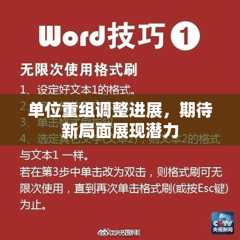 单位重组调整进展，期待新局面展现潜力
