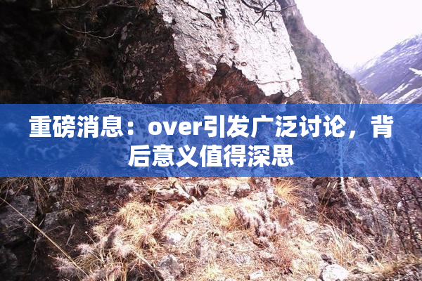 重磅消息：over引发广泛讨论，背后意义值得深思