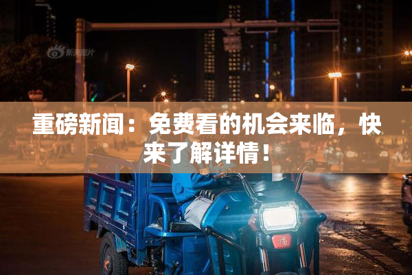 重磅新闻：免费看的机会来临，快来了解详情！